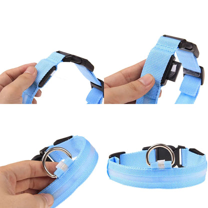LED Adjustable Dog Collar with Blinking Flashing Light - Waterproof Safety Feature for Pets