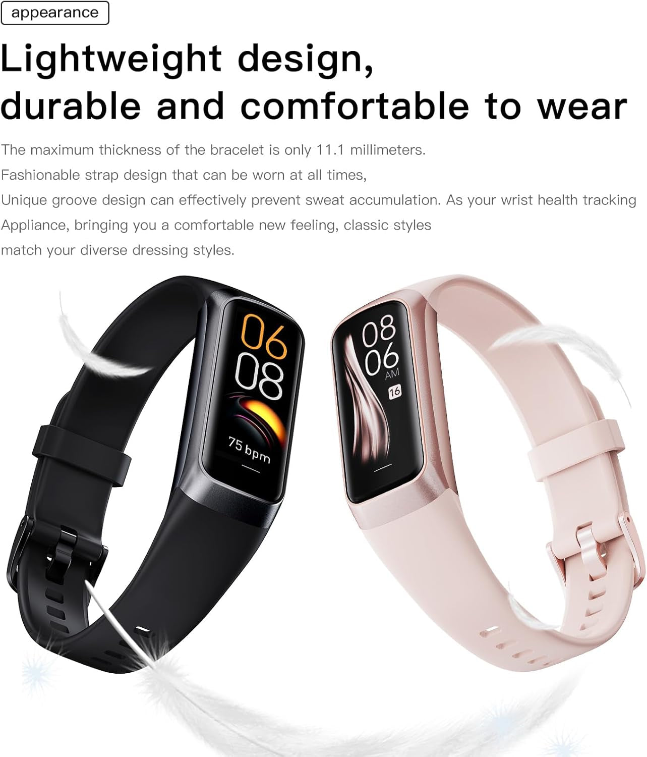 Ultimate Health & Fitness Tracker Watch for Men & Women - Slim AMOLED Display, 25 Sports Modes, Heart Rate & Blood Pressure Monitor, IP68 Waterproof, Step Counter & More!