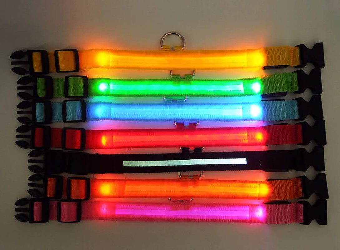 LED Adjustable Dog Collar with Blinking Flashing Light - Waterproof Safety Feature for Pets