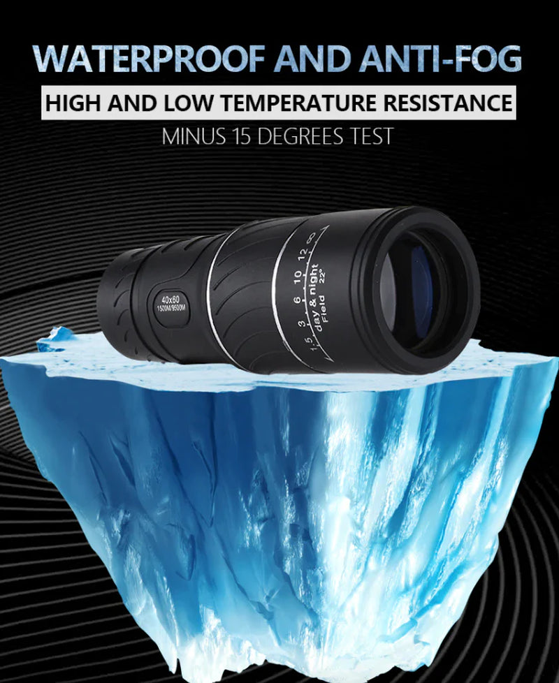 40x60 High-Power Waterproof Monocular with Night Vision and BAK4 Prism Technology