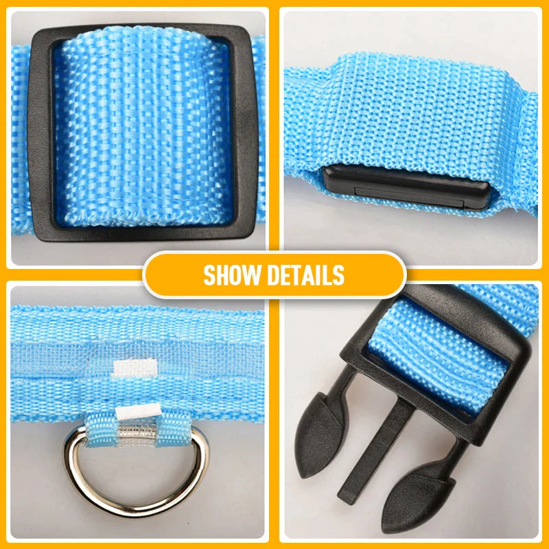 LED Adjustable Dog Collar with Blinking Flashing Light - Waterproof Safety Feature for Pets