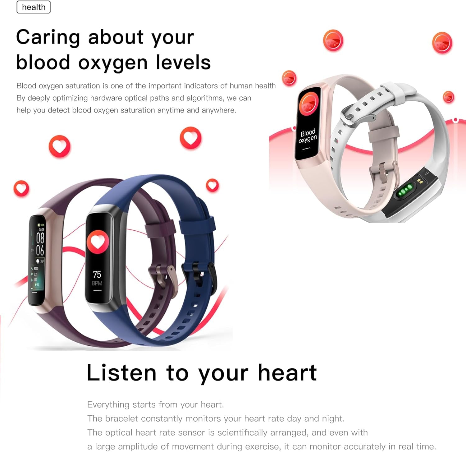 Ultimate Health & Fitness Tracker Watch for Men & Women - Slim AMOLED Display, 25 Sports Modes, Heart Rate & Blood Pressure Monitor, IP68 Waterproof, Step Counter & More!