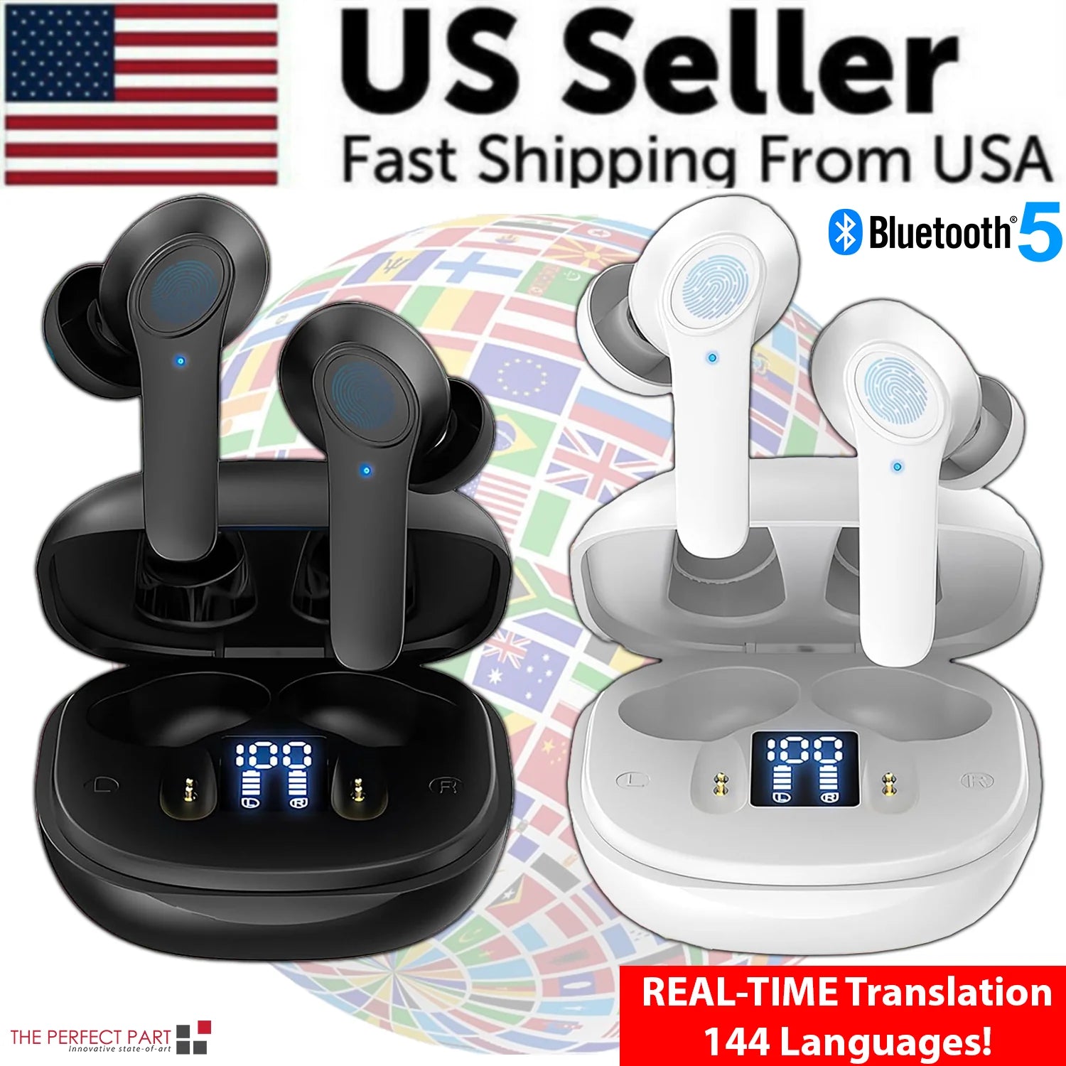 Professional Translator Earbuds with Real-Time Online and Offline Translation in 144 Languages