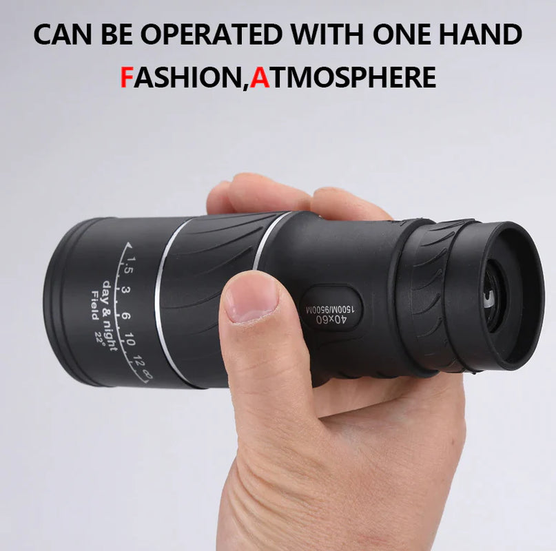 40x60 High-Power Waterproof Monocular with Night Vision and BAK4 Prism Technology