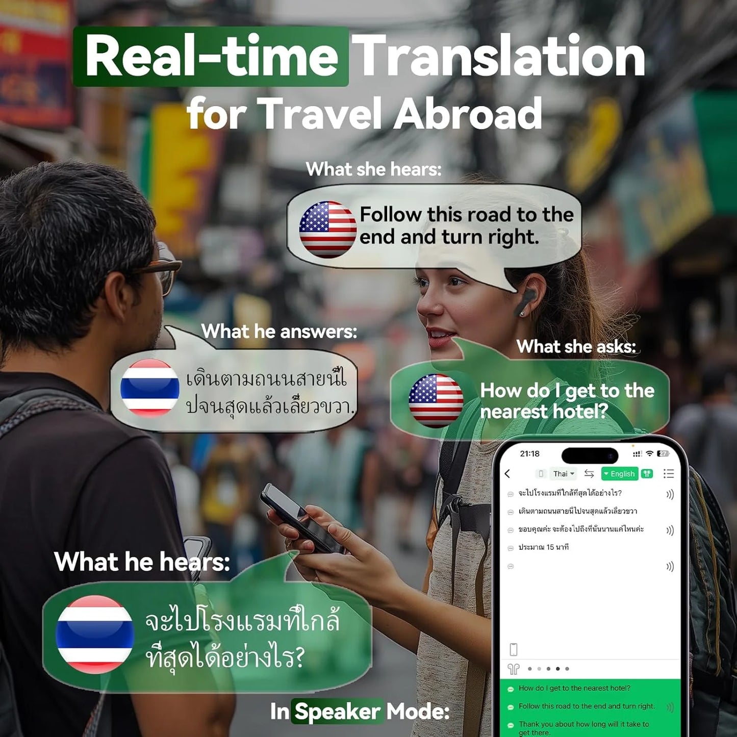 Professional Translator Earbuds with Real-Time Online and Offline Translation in 144 Languages