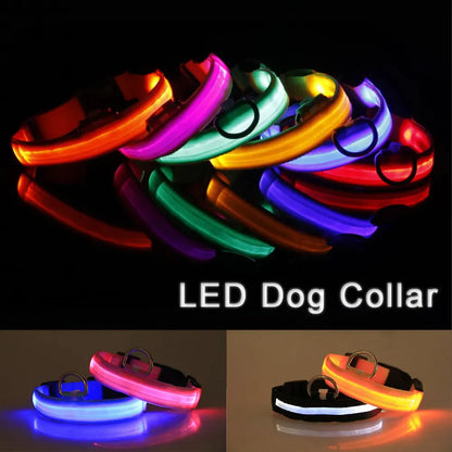 LED Adjustable Dog Collar with Blinking Flashing Light - Waterproof Safety Feature for Pets