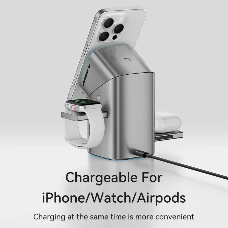 Revolutionary Qi2 3-in-1 Magnetic Wireless Charger - Fast 15W Charging for iPhone 12/13/14/15/16, Apple Watch & AirPods