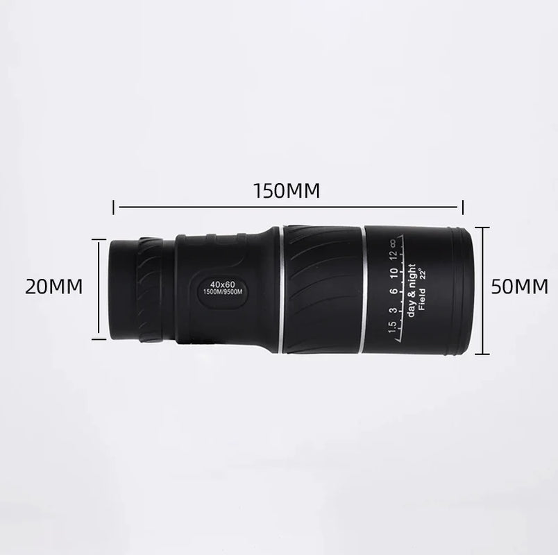 40x60 High-Power Waterproof Monocular with Night Vision and BAK4 Prism Technology