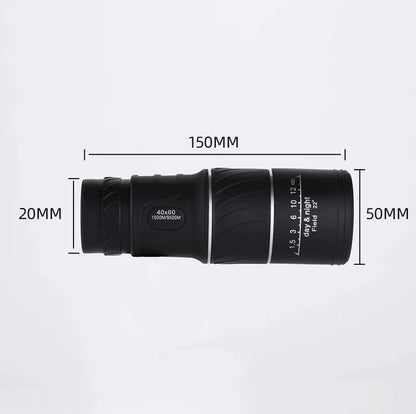 40x60 High-Power Waterproof Monocular with Night Vision and BAK4 Prism Technology