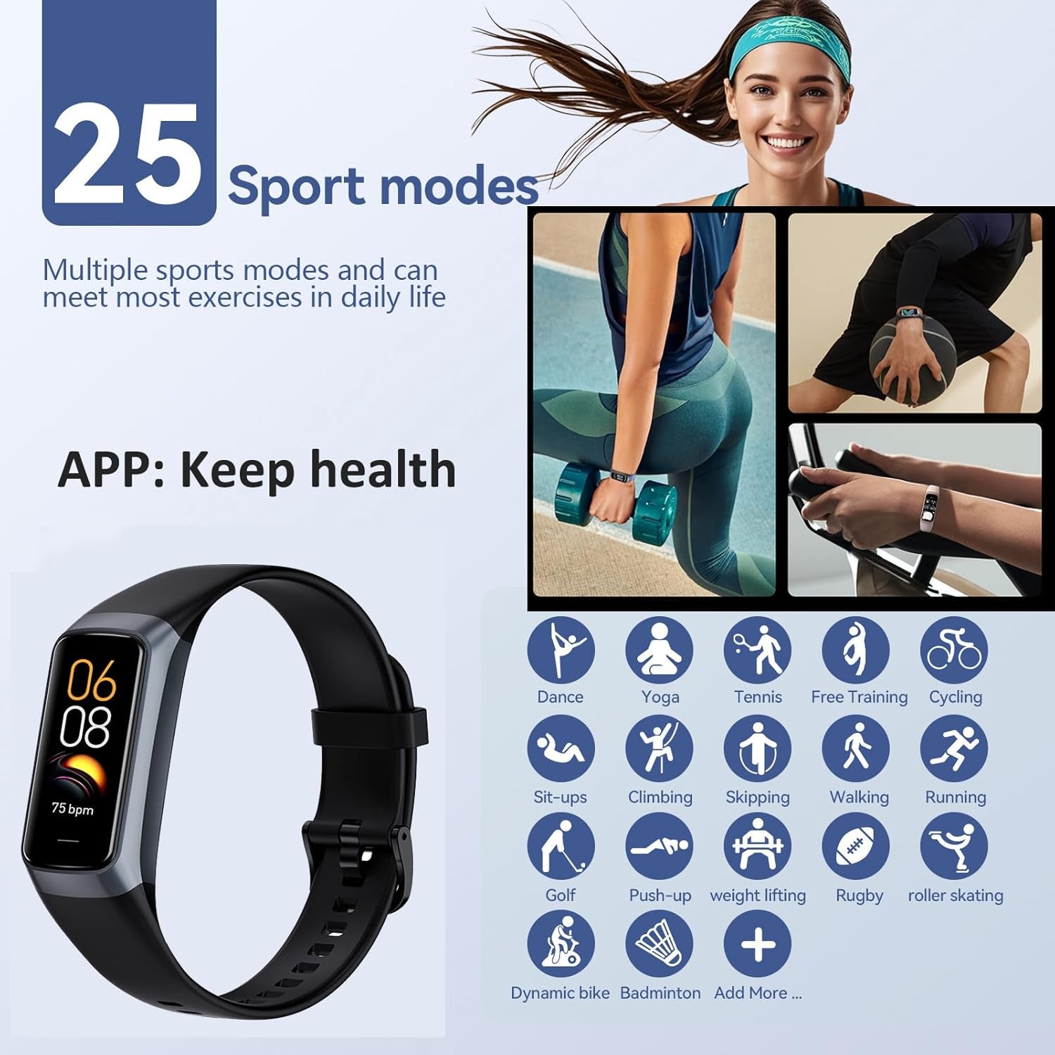 Ultimate Health & Fitness Tracker Watch for Men & Women - Slim AMOLED Display, 25 Sports Modes, Heart Rate & Blood Pressure Monitor, IP68 Waterproof, Step Counter & More!