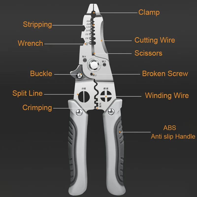 Multifunctional Electrician Wire Stripping and Crimping Pliers - Essential Tool for Every Electrician!