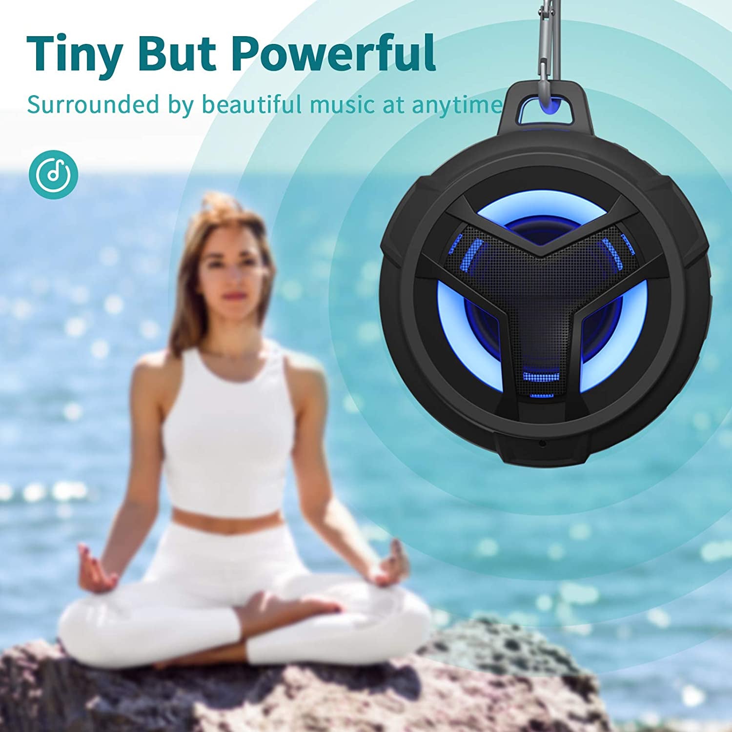 Ultimate Bluetooth Shower Speaker - IP67 Waterproof, LED Light, Floating Design, 2000mAh Battery, True Wireless Stereo for Kayaking & Beach Fun - Perfect Gift for Everyone!