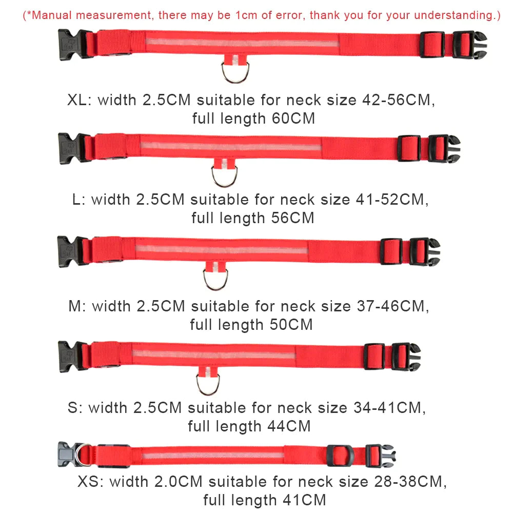 LED Adjustable Dog Collar with Blinking Flashing Light - Waterproof Safety Feature for Pets