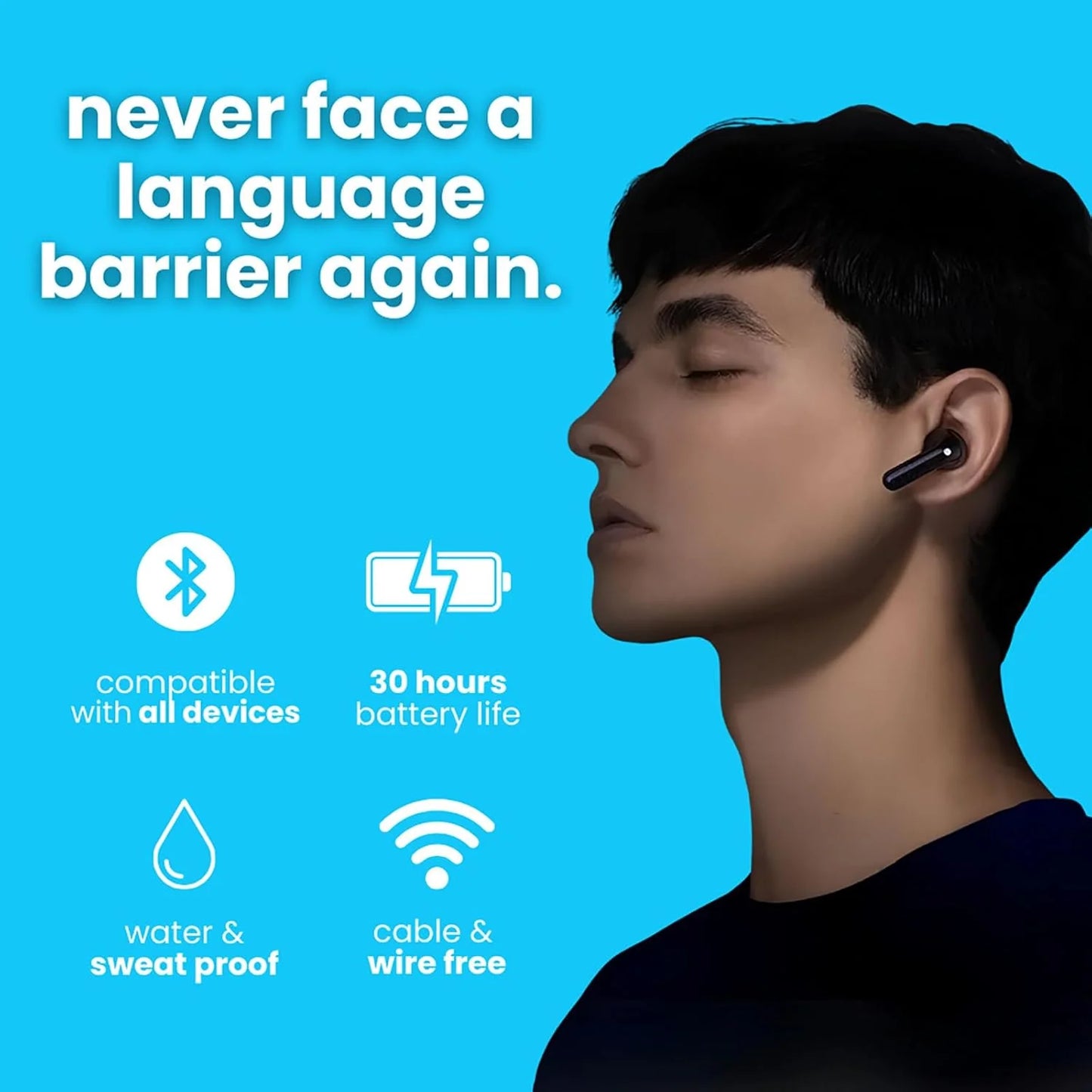 Professional Translator Earbuds with Real-Time Online and Offline Translation in 144 Languages