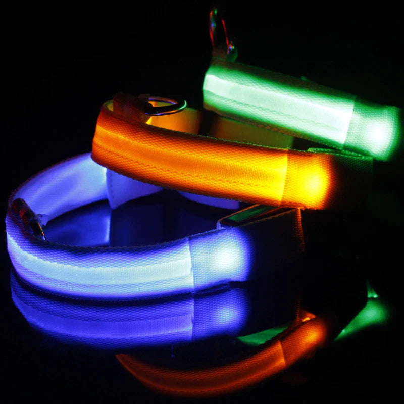 LED Adjustable Dog Collar with Blinking Flashing Light - Waterproof Safety Feature for Pets