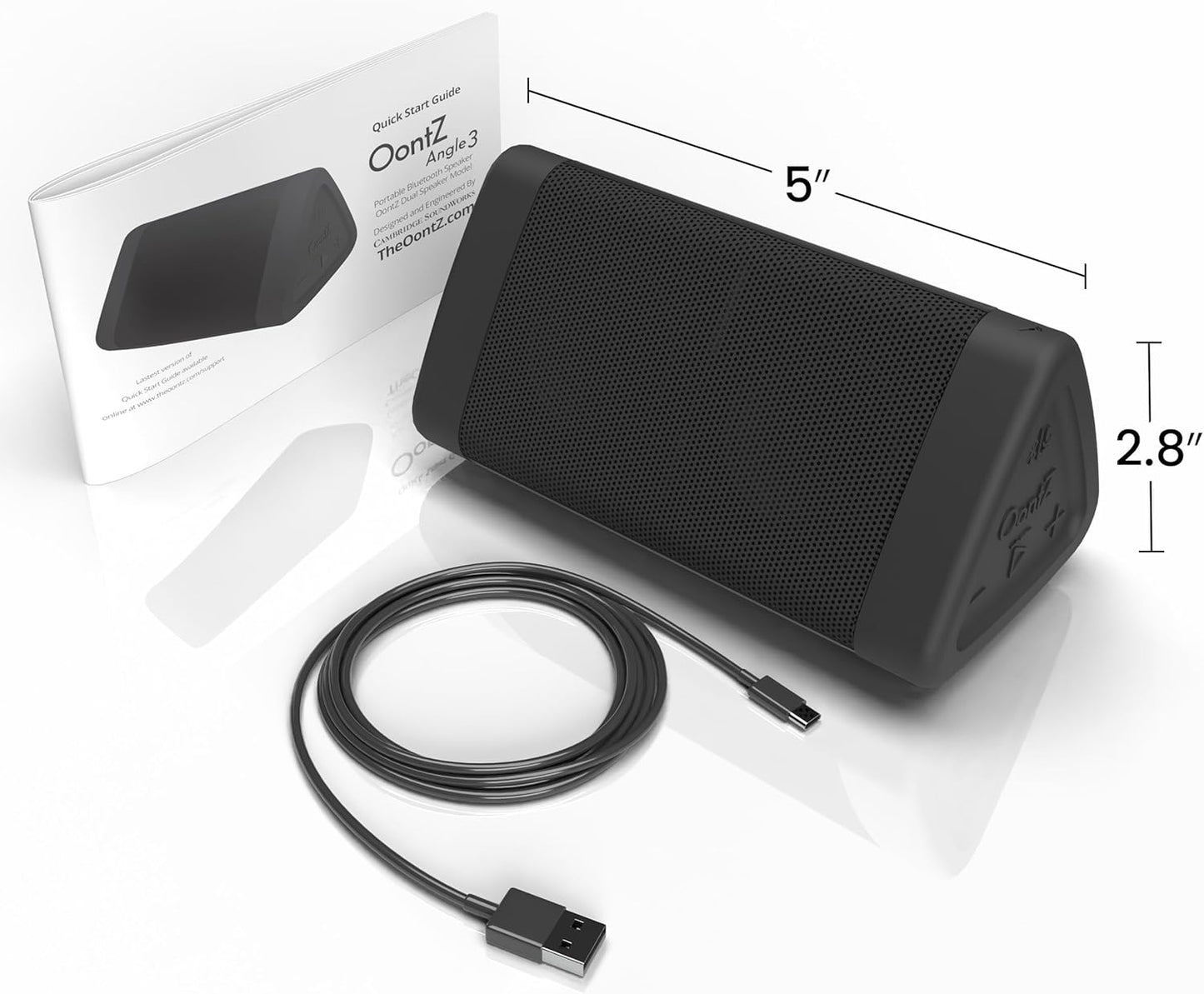 Oontz Angle 3 Portable Bluetooth Speaker - 12W Sound, 24-Hour Battery, 100Ft Range, IPX5 Water-Resistant - Perfect for Travel & Outdoor Adventures (Black)