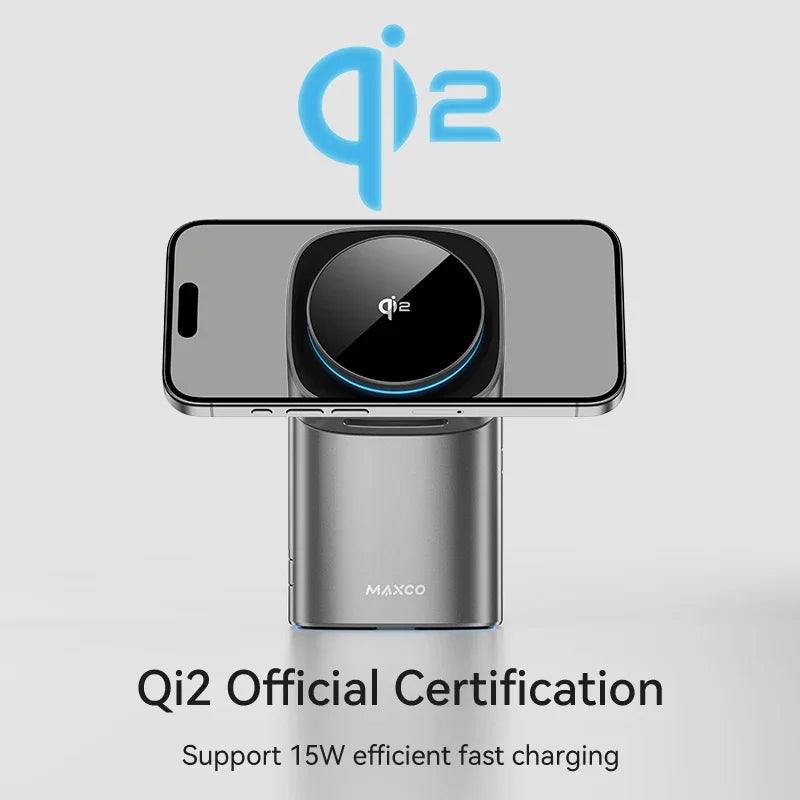Revolutionary Qi2 3-in-1 Magnetic Wireless Charger - Fast 15W Charging for iPhone 12/13/14/15/16, Apple Watch & AirPods