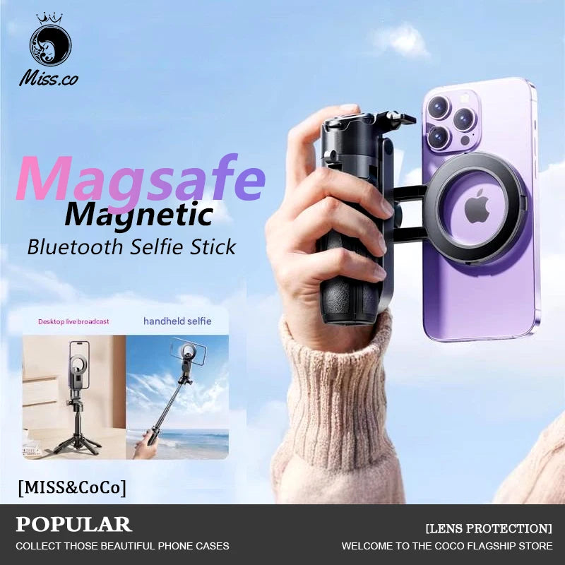 Ultimate 4-In-1 Selfie Stick with Wireless Remote | Magnetic Dual Clip & 360° Rotation for Perfect Shots