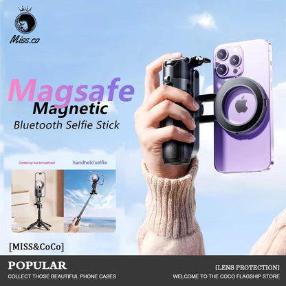 Ultimate 4-In-1 Selfie Stick with Wireless Remote | Magnetic Dual Clip & 360° Rotation for Perfect Shots