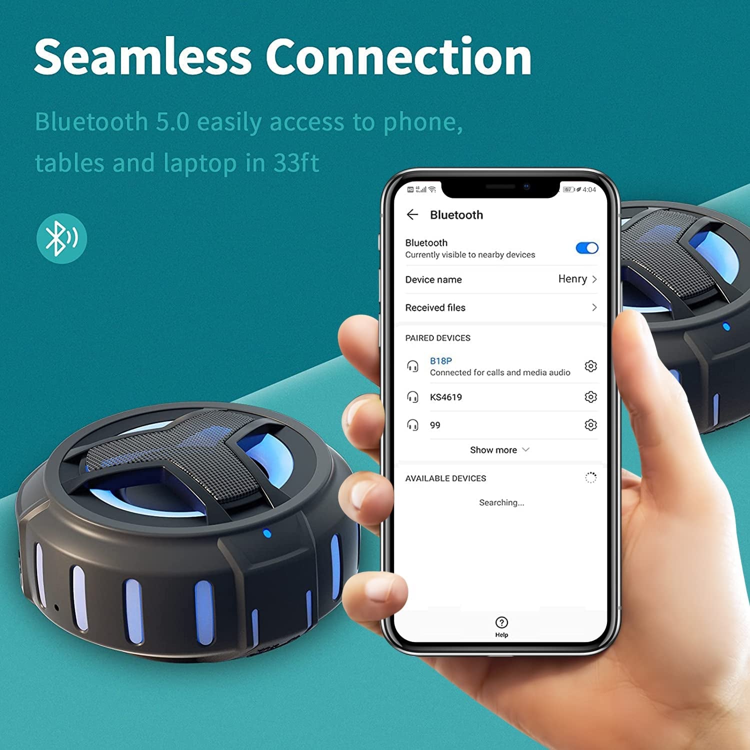 Ultimate Bluetooth Shower Speaker - IP67 Waterproof, LED Light, Floating Design, 2000mAh Battery, True Wireless Stereo for Kayaking & Beach Fun - Perfect Gift for Everyone!