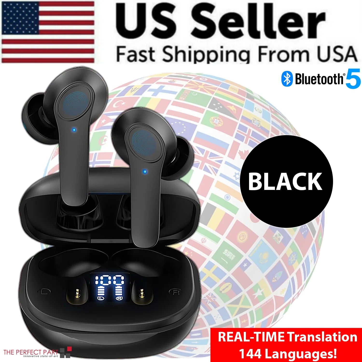 Professional Translator Earbuds with Real-Time Online and Offline Translation in 144 Languages