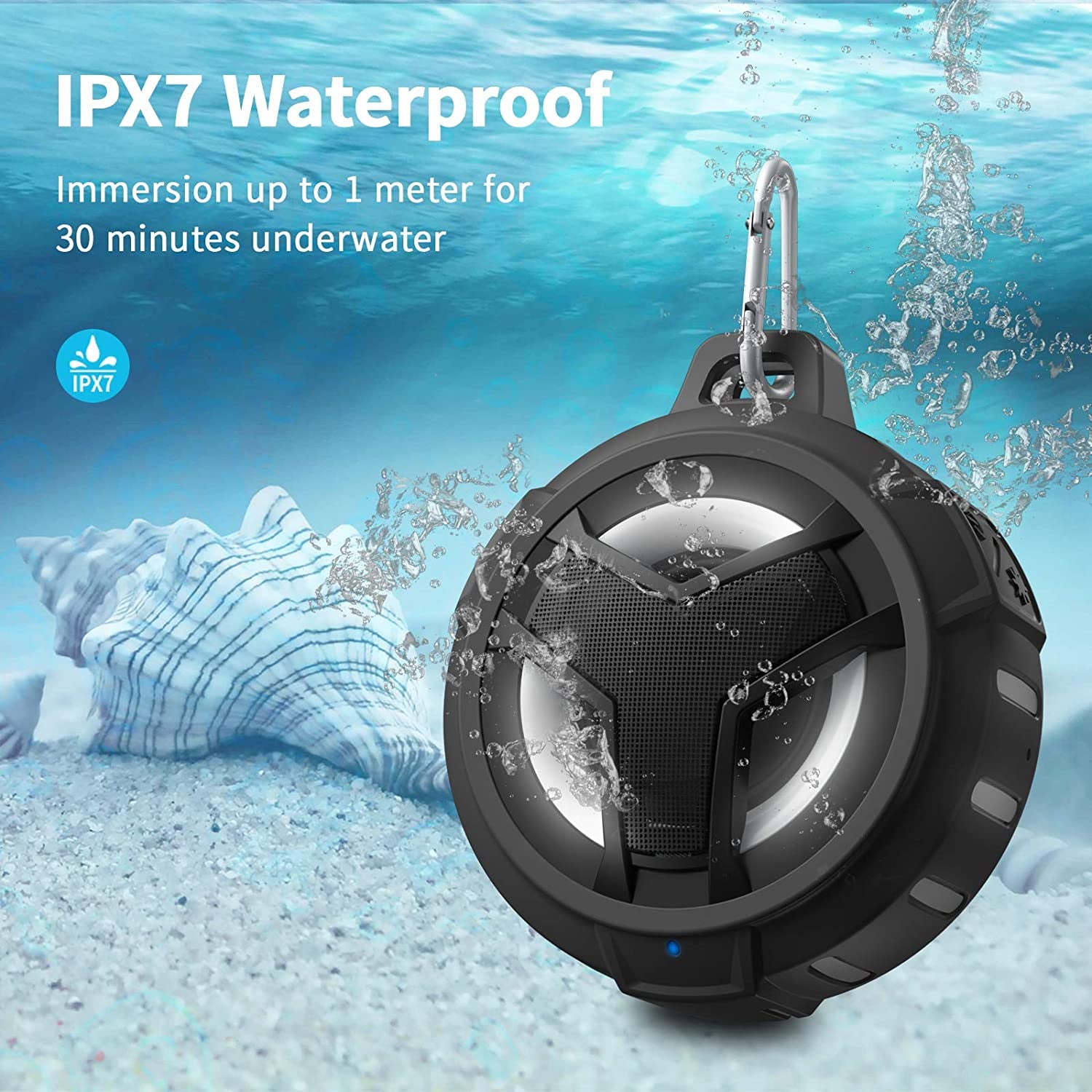 Ultimate Bluetooth Shower Speaker - IP67 Waterproof, LED Light, Floating Design, 2000mAh Battery, True Wireless Stereo for Kayaking & Beach Fun - Perfect Gift for Everyone!