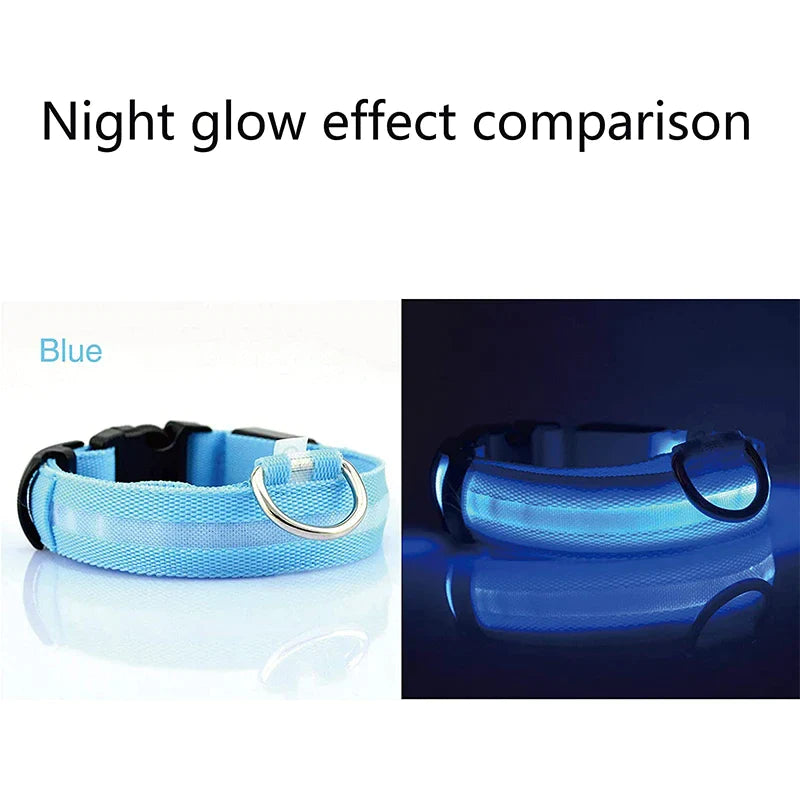 LED Adjustable Dog Collar with Blinking Flashing Light - Waterproof Safety Feature for Pets