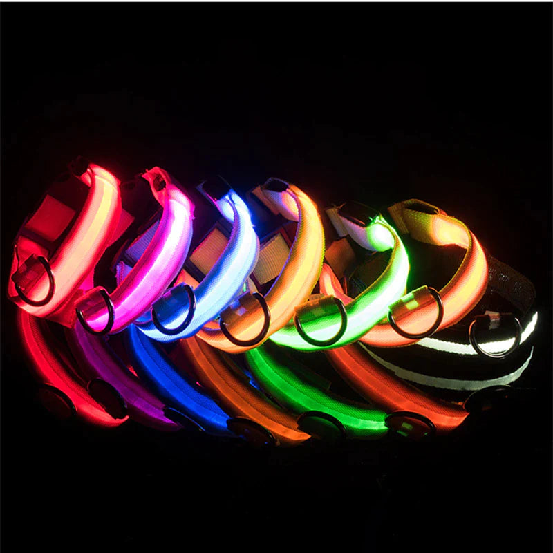 LED Adjustable Dog Collar with Blinking Flashing Light - Waterproof Safety Feature for Pets