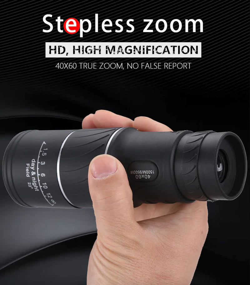 40x60 High-Power Waterproof Monocular with Night Vision and BAK4 Prism Technology