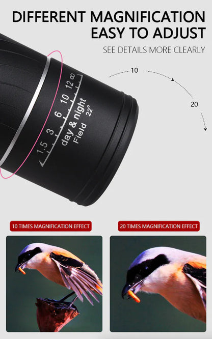 40x60 High-Power Waterproof Monocular with Night Vision and BAK4 Prism Technology