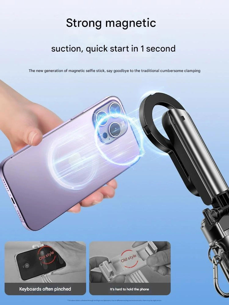 Ultimate 4-In-1 Selfie Stick with Wireless Remote | Magnetic Dual Clip & 360° Rotation for Perfect Shots