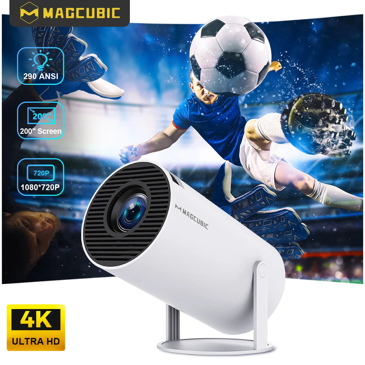 Projector 4K Android 14 HY300 Pro Dual Wifi6 290ANSI Allwinner H726 BT5.4 1280*720P Cinema Outdoor Portable Projetor