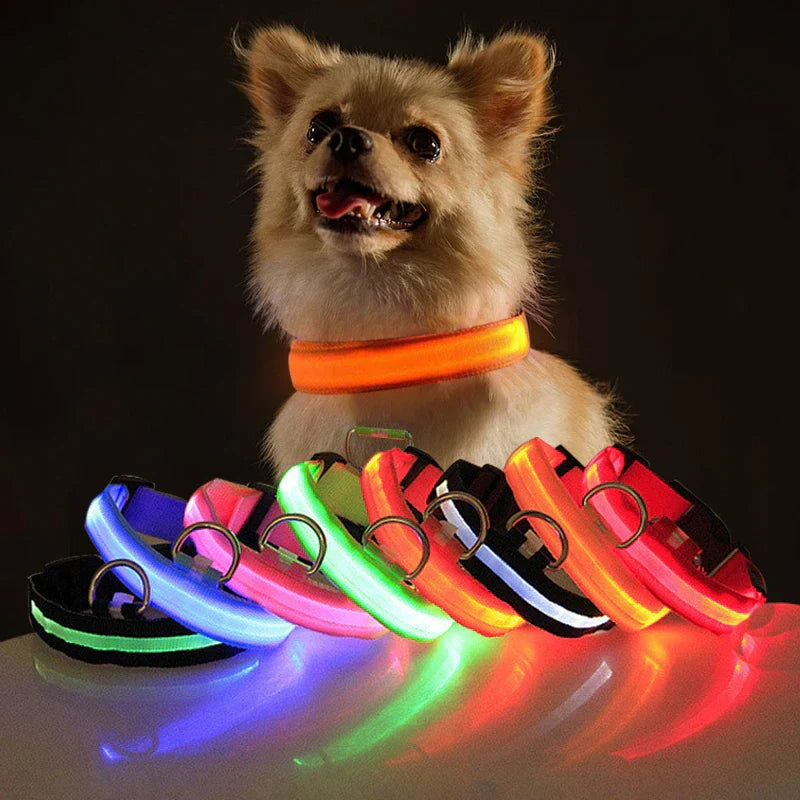 LED Adjustable Dog Collar with Blinking Flashing Light - Waterproof Safety Feature for Pets