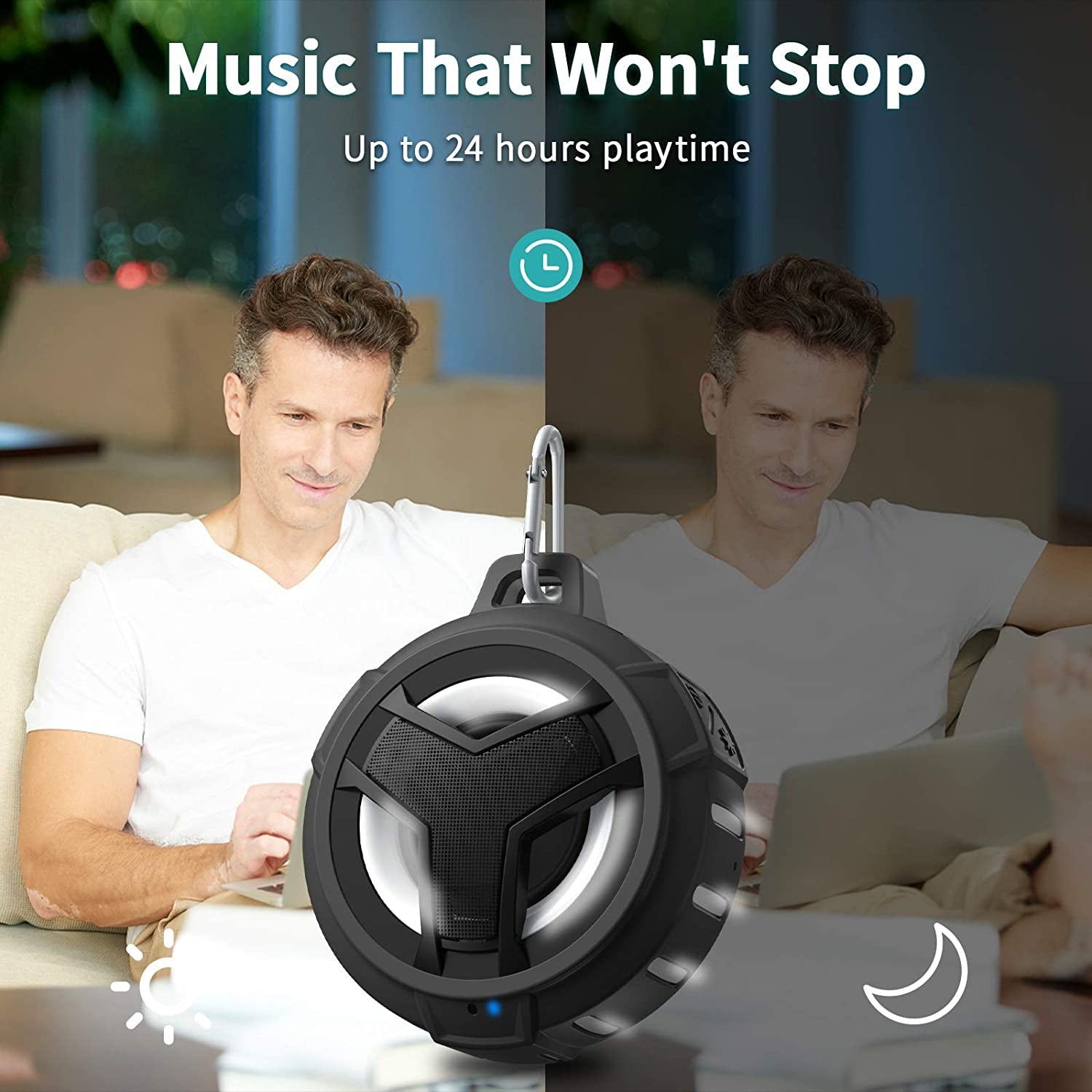 Ultimate Bluetooth Shower Speaker - IP67 Waterproof, LED Light, Floating Design, 2000mAh Battery, True Wireless Stereo for Kayaking & Beach Fun - Perfect Gift for Everyone!