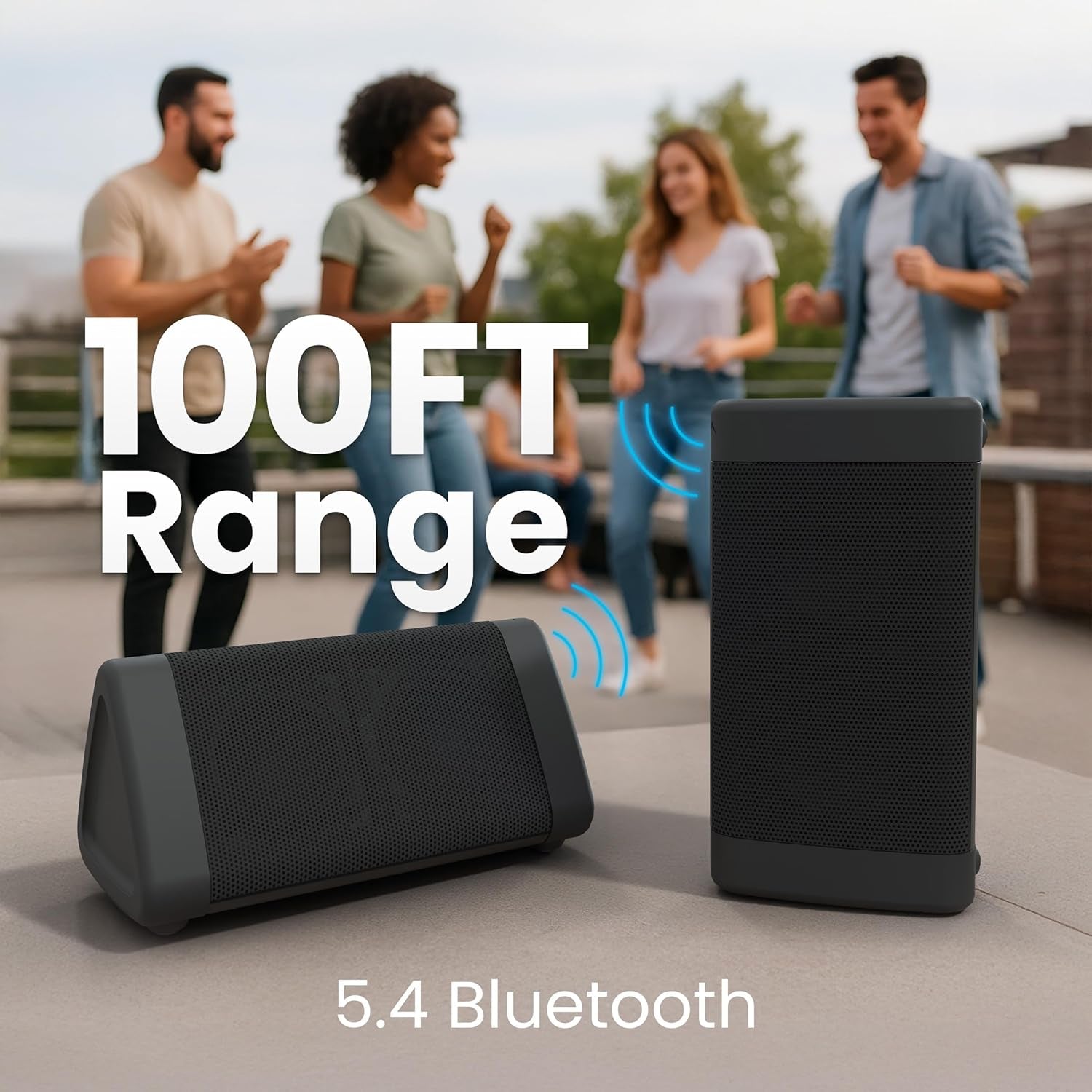 Oontz Angle 3 Portable Bluetooth Speaker - 12W Sound, 24-Hour Battery, 100Ft Range, IPX5 Water-Resistant - Perfect for Travel & Outdoor Adventures (Black)