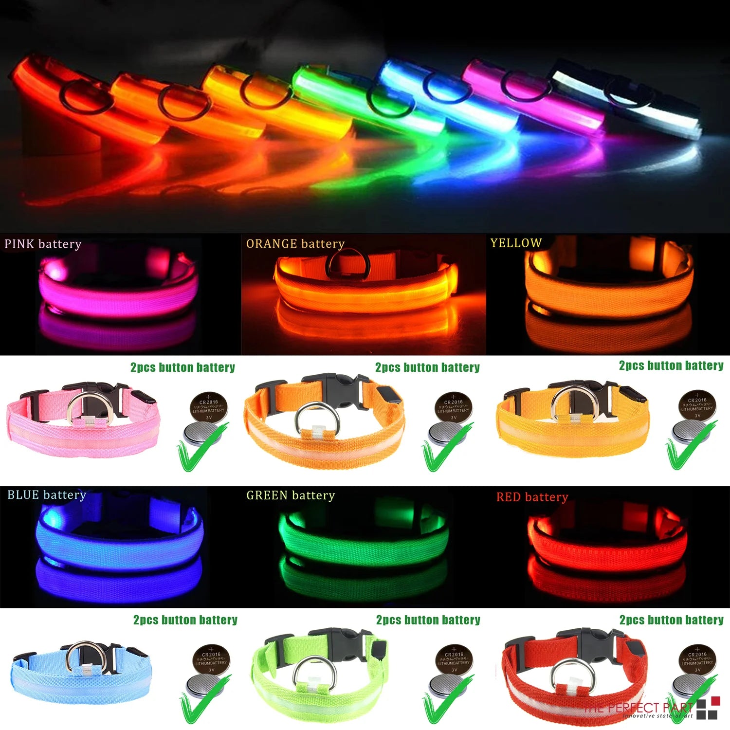 LED Adjustable Dog Collar with Blinking Flashing Light - Waterproof Safety Feature for Pets