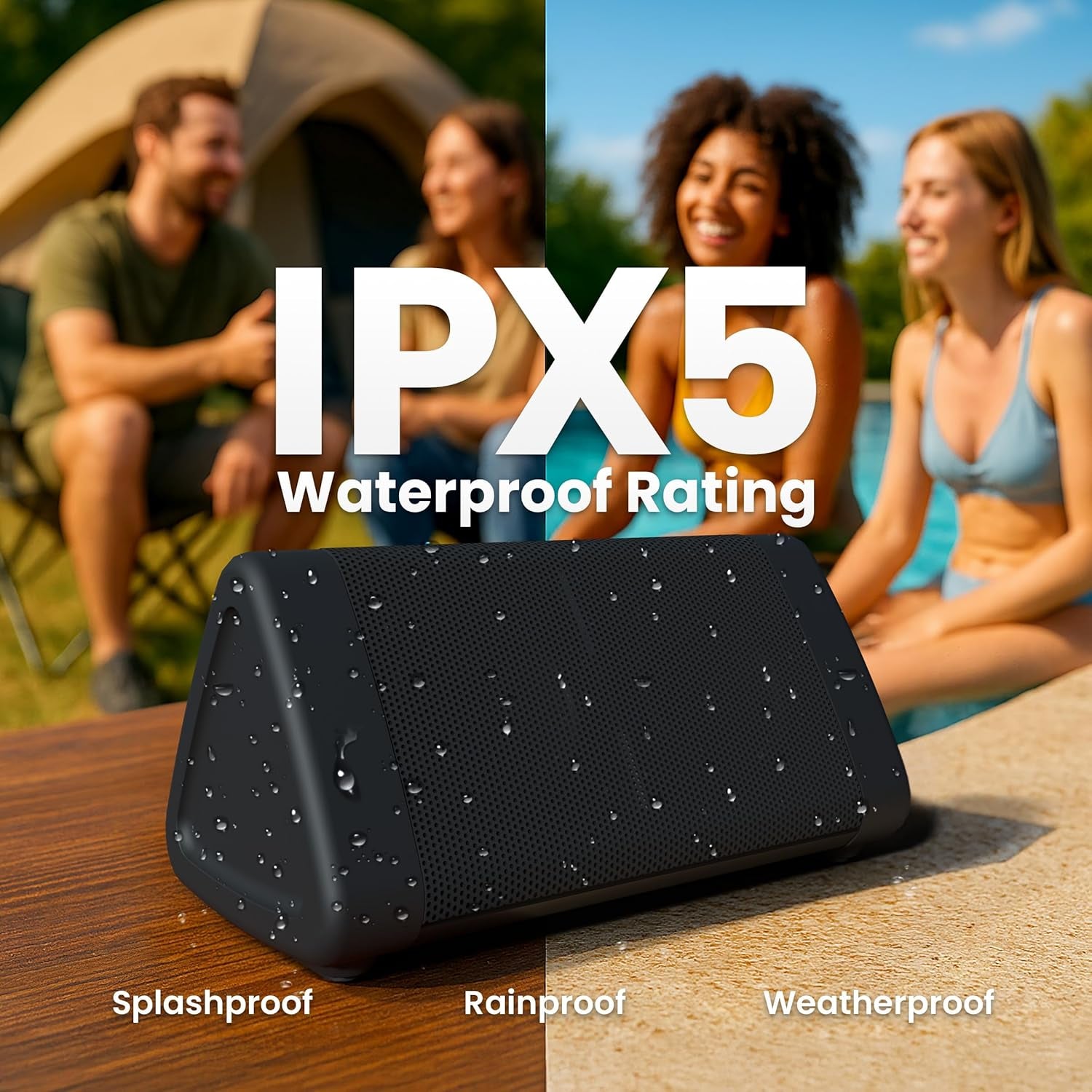 Oontz Angle 3 Portable Bluetooth Speaker - 12W Sound, 24-Hour Battery, 100Ft Range, IPX5 Water-Resistant - Perfect for Travel & Outdoor Adventures (Black)
